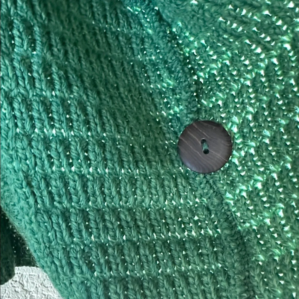 Irish Wool Cable Knit Green Cardigan Sweater - Picture 9 of 17